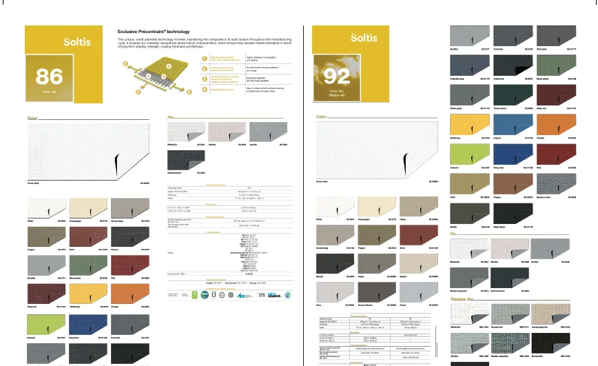 Zip Screen Fabric Collection: Solid, Opaque and Mesh Colours - Details
