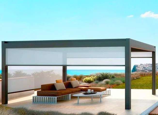 Overview of the zip screen model range showing vertical, ceiling and pergola systems